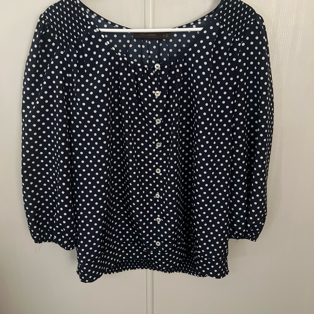 Navy Polka Dot Women's Top
